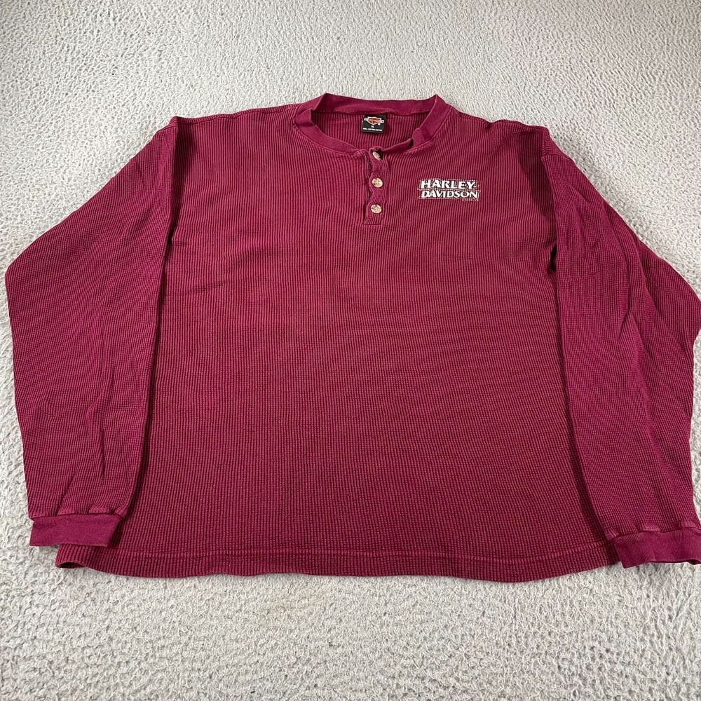Vintage 90s Harley Davidson Thermal Shirt Mens‎ XL Waffle Knit Long Sleeve USA